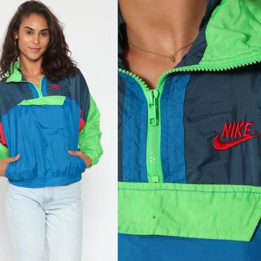 Nike Windbreaker Jacket NEON Green Blue Thin Half Zip Pullover 90 Shop Exile Tucson AZ