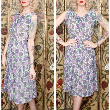 1960s Dress // Lavender Rose Day Dress // vintage 60s dress 