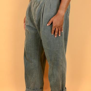 Vintage Gray Garment Wash Pleated Pants Trousers 35x33 35x32 35x34 36x33 36x32 36x34 