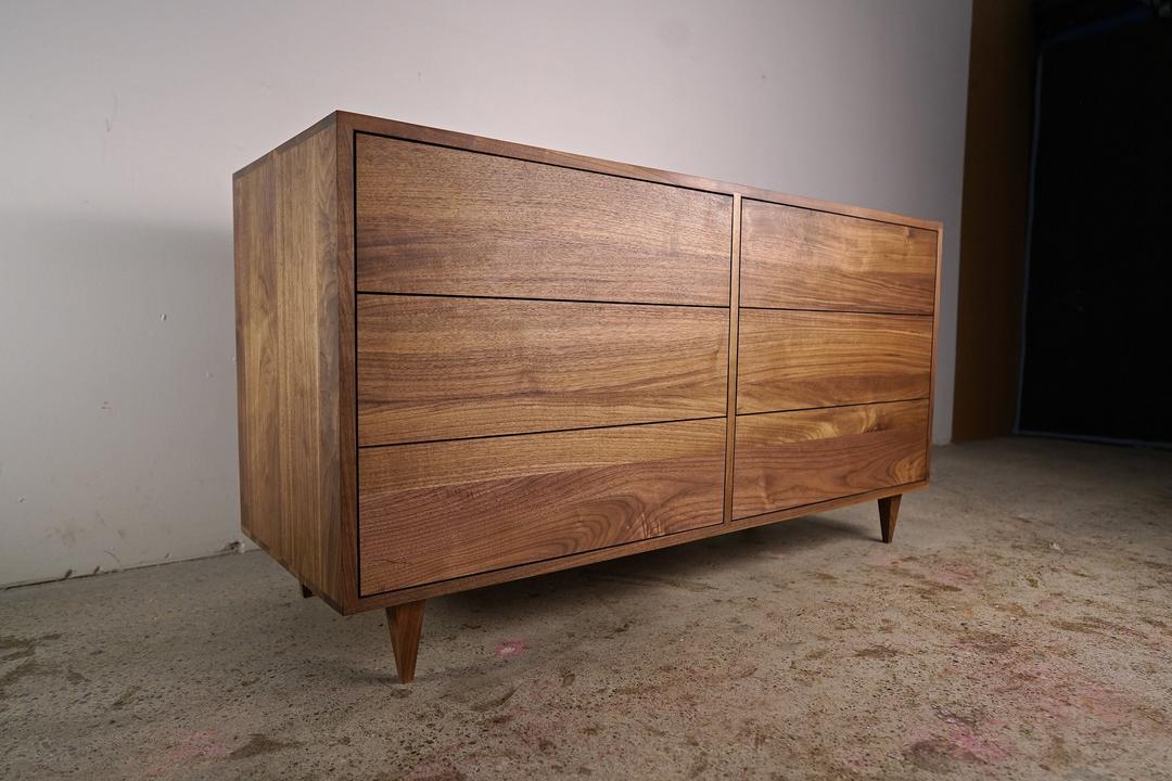 Lowboy Dresser, MidCentury Dresser, Modern Lowboy, 6 Drawer Lowboy