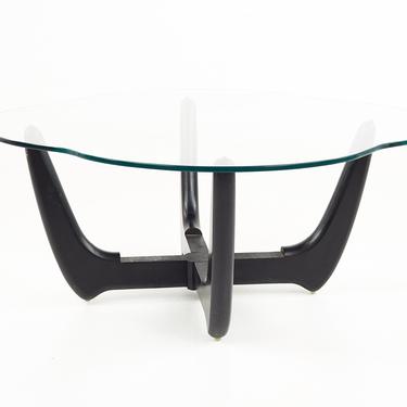 Adrian Pearsall Style Mid Century Glass and Ebonized Base Coffee Table - mcm 