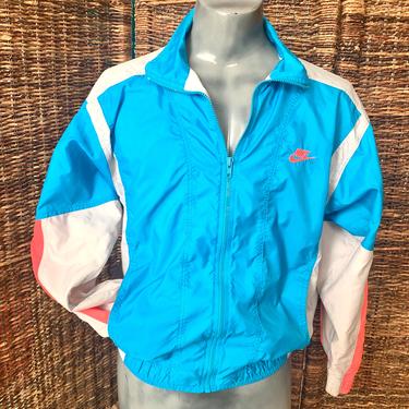 Vintage 80s Nike Windbreaker, Color Block, Jacket, Neon Brite, Unisex, Size M-L 