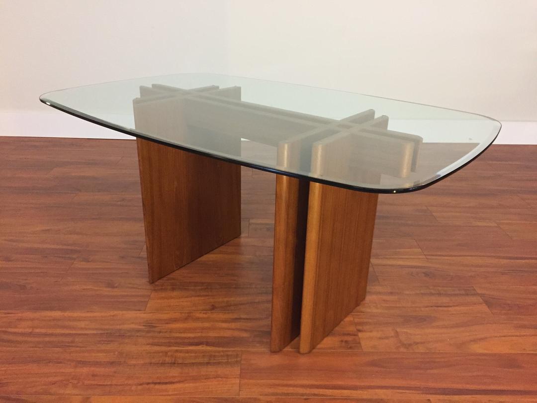 Teak and Beveled Glass Dining Table by Gustav Gaarde Modern to