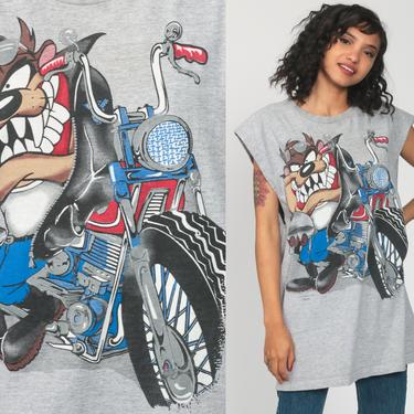 Taz Biker Shirt LOONEY TUNES Shirt 90s Muscle Shirt Sleeveless Biker Tee 1990s Vintage Retro Tank Extra Large xl l 