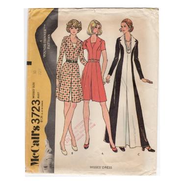 Vintage 1973 McCall's Sewing Pattern 3723, Misses' Dress with Princess Seams, Two Lengths, A &quot;Pounds Slimmer&quot; Pattern, Size 10 Bust 32 1/2 