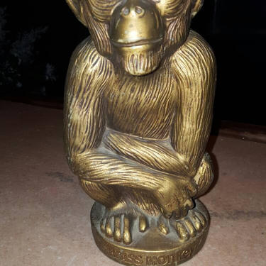 Vintage Brass Monkey plastic Coin Bank 