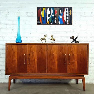 Slim Low Profile MCM Walnut Buffet Credenza Bar