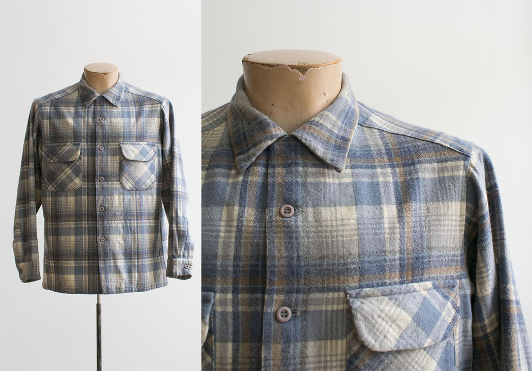 Vintage 1960s Plaid Flannel Shirt / Vintage Pendleton Flannel