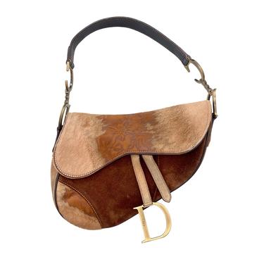 Dior Brown Seude Distressed Saddle Bag