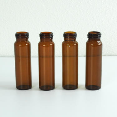 Amber Glass Vials / Amber Glass Propagation Bottles / Set of (4) FOUR 