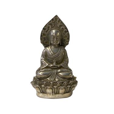 Chinese Oriental Silver Color Metal Lohon Monk Meditation Figure ws1623E 