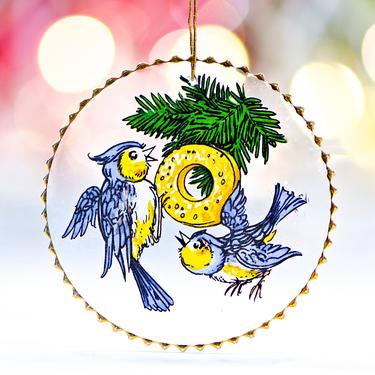 VINTAGE: Gold Trim Glass Ornaments - Birds - Christmas - Holiday - Gift Tag - SKU 15-C1-00016499 