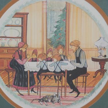 P. Buckley Moss 1984 &amp;quot;The Blessing&amp;quot; Signed Christmas LTD Edition Print # 6842/ 7230 ~ Christmas Dinner ~ Grace ~ Family Gathering ~ Prayer 