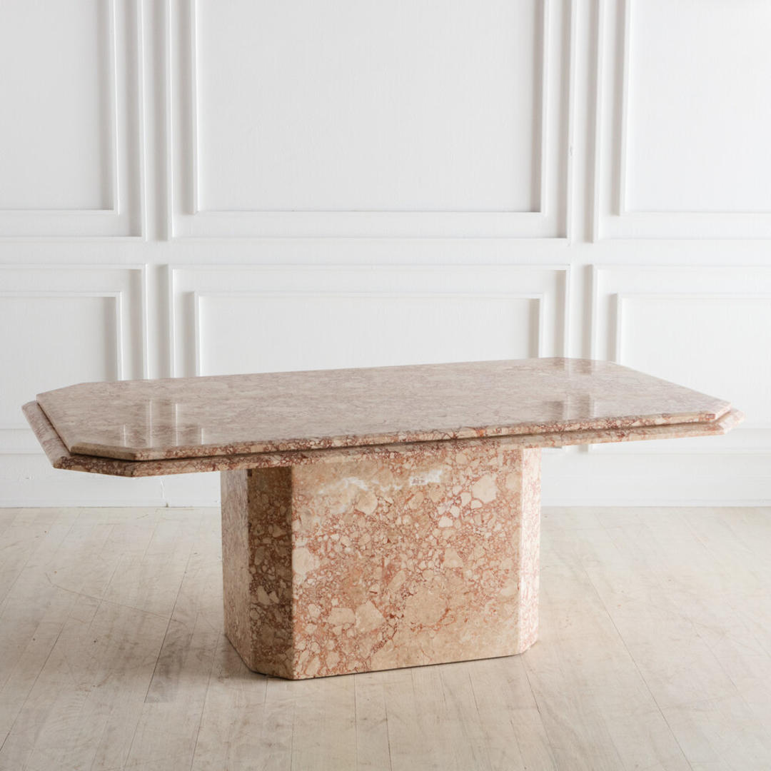 Vintage Rectangular Pink Marble Coffee Table | South Loop Loft ...