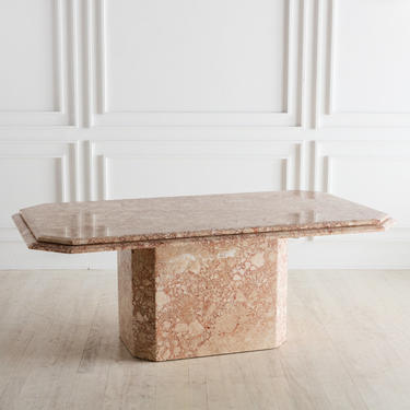 Vintage Rectangular Pink Marble Coffee Table