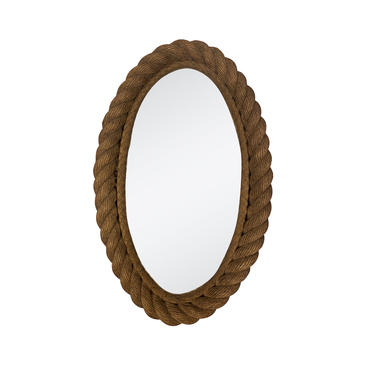 Oval Rope Mirror by Audoux Minet, France, 1950&#8217;s