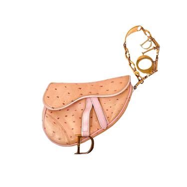 Dior Peach Mini Saddle Wristlet