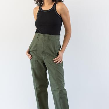 Vintage 28 Waist Army Pants | Unisex Cotton Poly Utility Army Pant | Green Fatigue pants | Made in USA | F245 