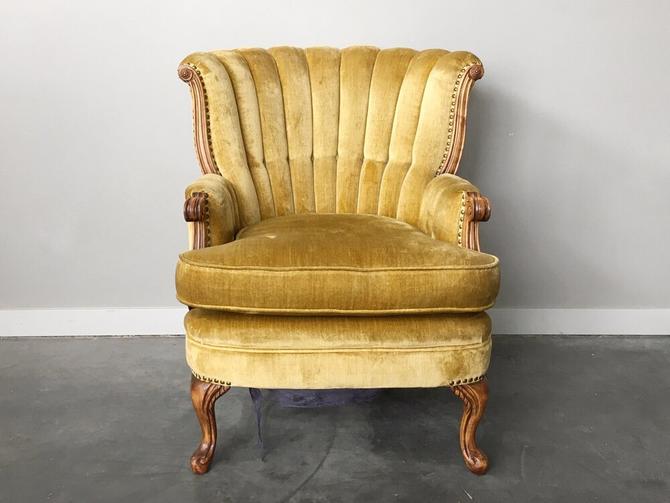 vintage plush gold channel back chair. | ReRunRoom | Seattle, WA