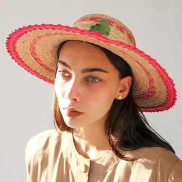 Vintage 80s Miss Bierner Hot Pink Straw Wide | The Vault  display picture 3