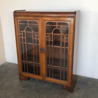 Waterfall Art Deco Display Cabinet with Glass Doors 