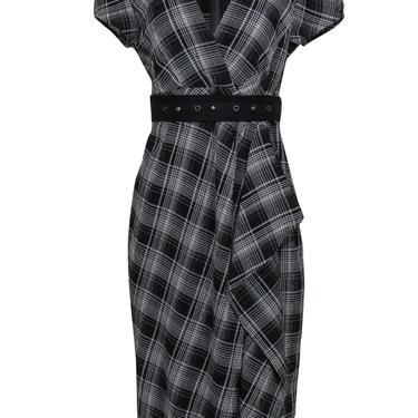 Nanette Lepore - Gray Plaid Draped "Gloria" Dress | Current Boutique - DMV  - Bethesda, Clarendon, DC, Old Town | ATTIC