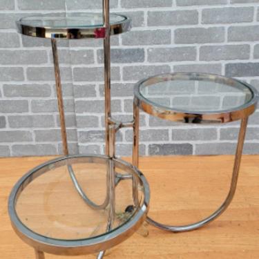 Vintage Mid Century Modern Three Tier Table Floor Lamp Combo 