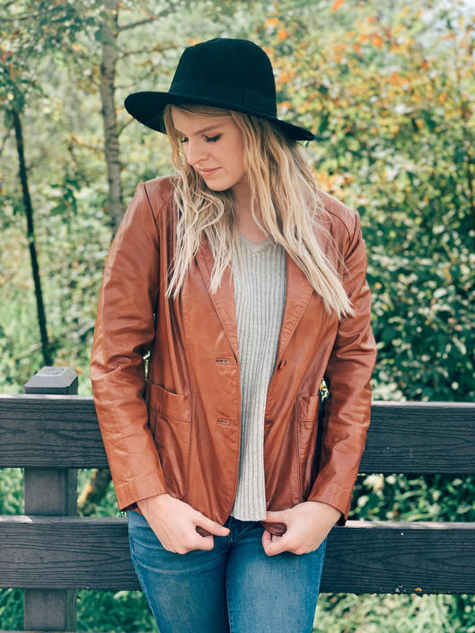Vintage Wilson Suede & Leather Jacket / Cognac Brown / Small