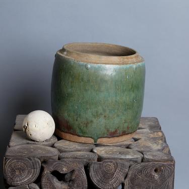 19th Century Green Salt Glazed Storage Jar from Borneo