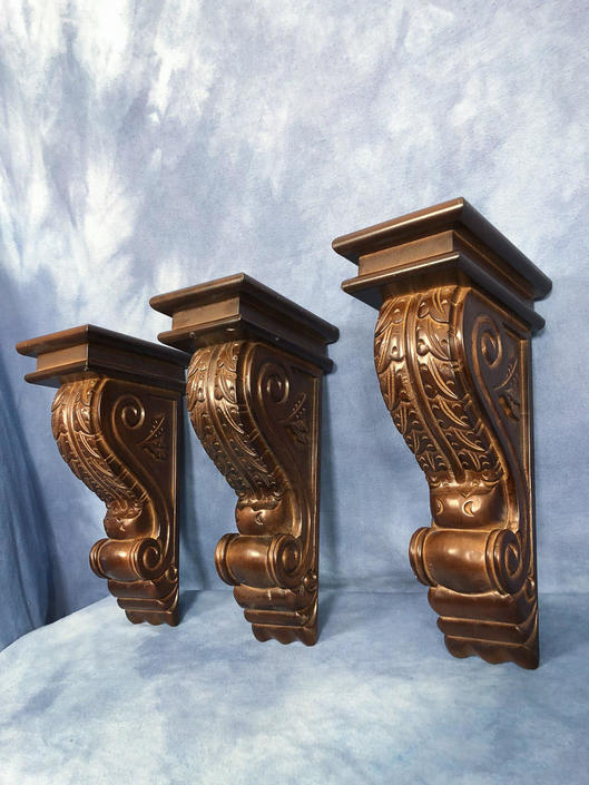 Vintage Set Of Three 13 Quot Large Wooden Corbels Mantle Shelf