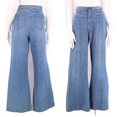 60s low rise hip huggers denim bell bottoms jeans 32 / vintage