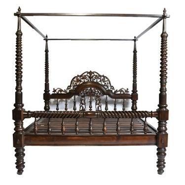 British Colonial Style Teak Wood King-Size Bed