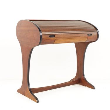 Dunbar Style Mid Century Walnut Rolltop Desk - mcm 