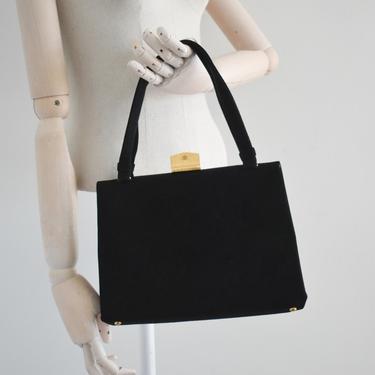 Outlet 1940-50s Vintage Koret Black Suede Koretolope Shoulder/Handbag Purse