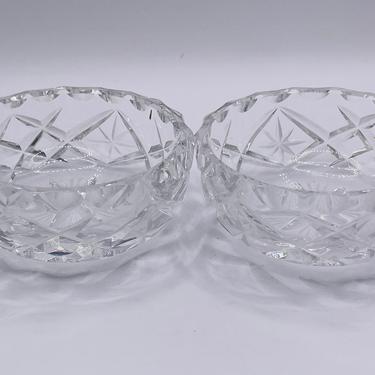 Pair of Cut Lead Crystal Small Dip or Salt Cellar Bowls 2 7/8&amp;quot; - Star Design 