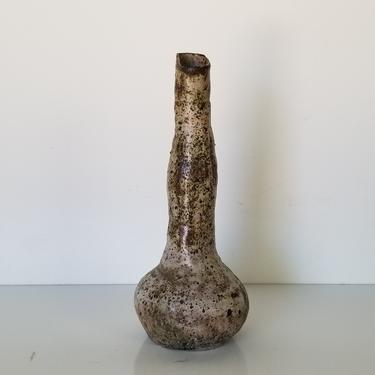 70's Lehacki Mid-Century Tall Bud Studio Pottery Vase , Signed . 