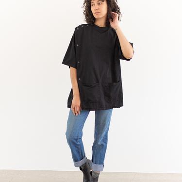 The Side Snap Smock in Black | Vintage Overdye Painter Shirt | Short Sleeve Studio Tunic | Artist Smock | S M L XL  | 