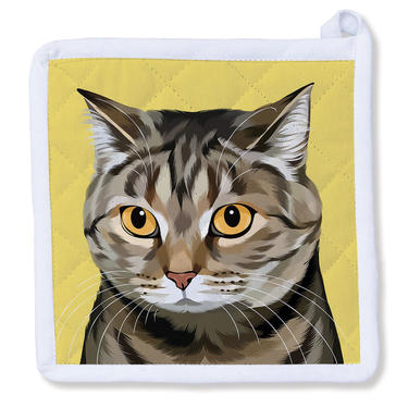 Grey Tabby Kitty Cat Potholder