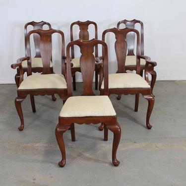 Set of 6 Solid Cherry Henkle Harris Dining Chairs 