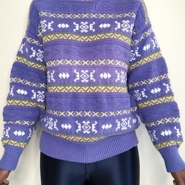 Vintage 80s USA Made Pastel Lilac Cotton Sweater