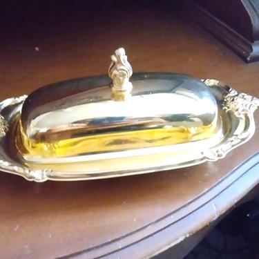 VINTAGE Gold Butter Dish, 24Kt Gold Electroplated Butter Dish, Kitsch, Home Decor 