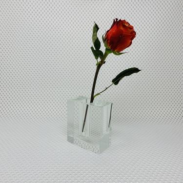 Vintage Glass Block Bud Vase