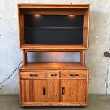 Vintage Two Piece Hutch with Lights