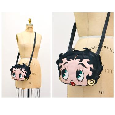 80s 90s Vintage Betty Boop Purse Bag Leather Betty Boop Comic Face Bag Crossbody Bag Fashion Model 80s 90s Pop Culture Art Face leather Bag 