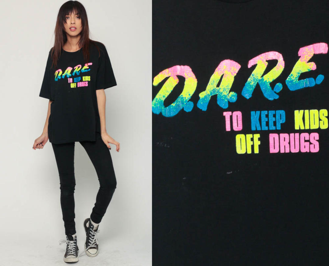 Dare Drugs Shirt Vintage Louisville Kentucky Police Neon 80s 