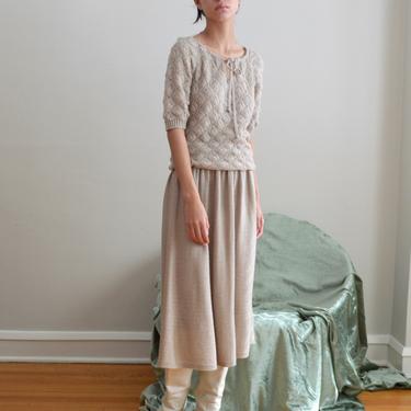 oatmeal pointelle knit skirt set 