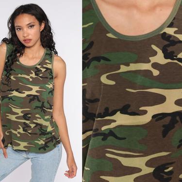 Camo T Shirt Army Tank Top Camouflage Shirt Muscle Tee 80