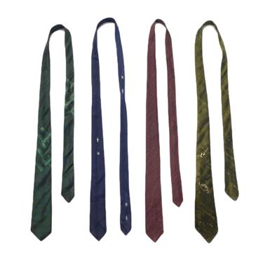 Lot of 5 ~ Vintage 1950s/1960s Neckties ~ Atomic Print ~ Skinny ~ Rockabilly ~ Mod ~ Preppy ~ Ivy Style ~ Trad ~ Tie / Ties 
