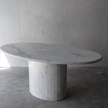 Post Modern Italian Carrara Marble Oval Dining Table 