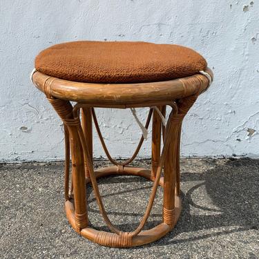 Rattan Stool Bentwood Bamboo Paul Frankl Style Ottoman Footrest Rattan Hassock Wood Vintage Seating Mid Century Furniture Bohemian Boho Chic 